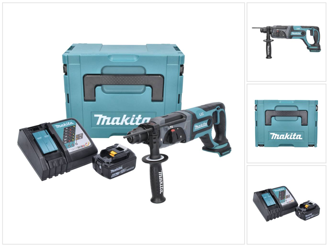Makita DHR 241 RG1J Akku Bohrhammer 18 V 2,0 J SDS plus + 1x Akku 6,0 Ah + Ladegerät + Makpac-0