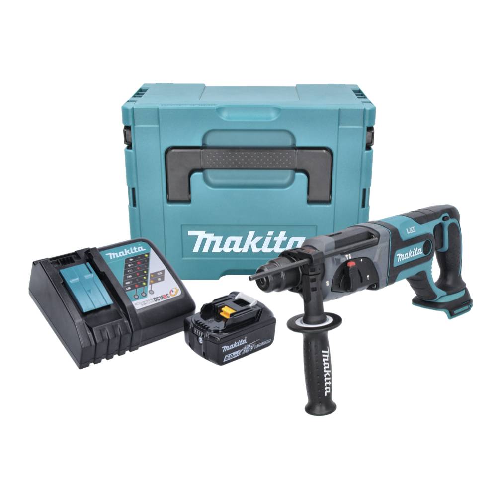 Makita DHR 241 RG1J Akku Bohrhammer 18 V 2,0 J SDS plus + 1x Akku 6,0 Ah + Ladegerät + Makpac-1