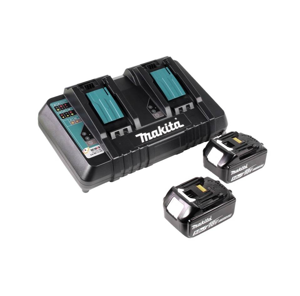 Makita DLM 382 PT2 Akku Rasenmäher 36 V ( 2x 18 V ) 38 cm 40 l + 2x Akku 5,0 Ah + Doppelladegerät-2