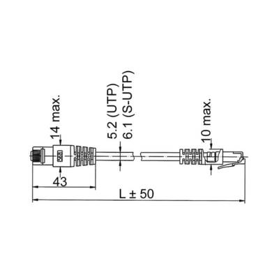 Telegärtner L00006D0081 RJ45 Patchkabel CAT 5e F/UTP 50.00 m Grau Flammwidrig, mit Rastnasenschutz 1 St.-1