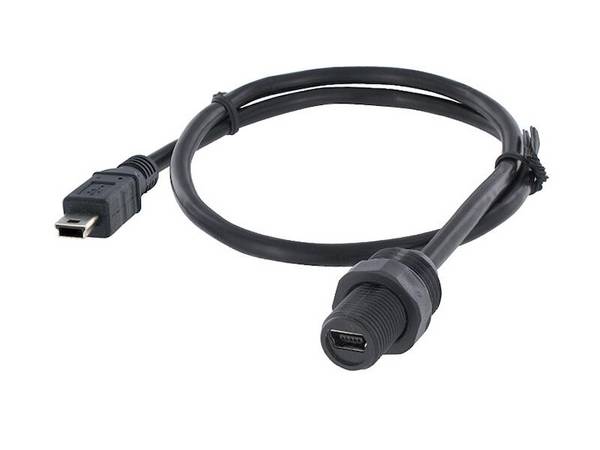 Encitech Connectors AB M12 Einbaubuchse Mini-USB 2.0 Typ B mit Kabel 0,5 m auf Stecker Mini-USB 2.0 Typ B Kunststoff und