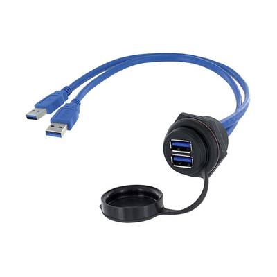 Encitech M30 Einbaubuchse 2 x USB 3.0 Typ A mit Kabel 1,0 m auf 2 x Stecker USB 3.0 Typ A Kunstst. und Kappe