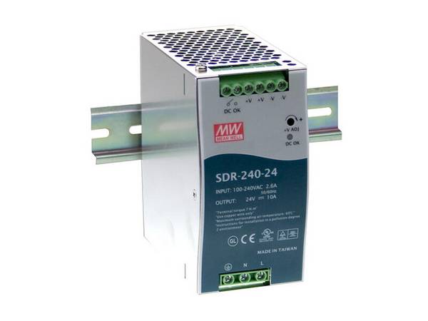 Mean Well Schaltnetzteil Serie SDR 240 W 24 V 10 A geschlossen für DIN-Schiene