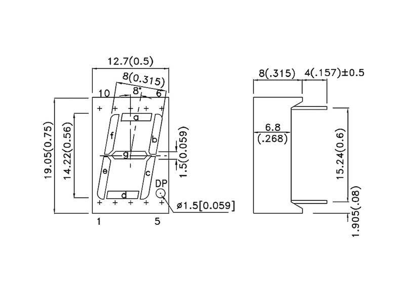 Kingbright 7-Segment-Anzeige gemeinsame Anode grün 568 nm 11 mcd-1
