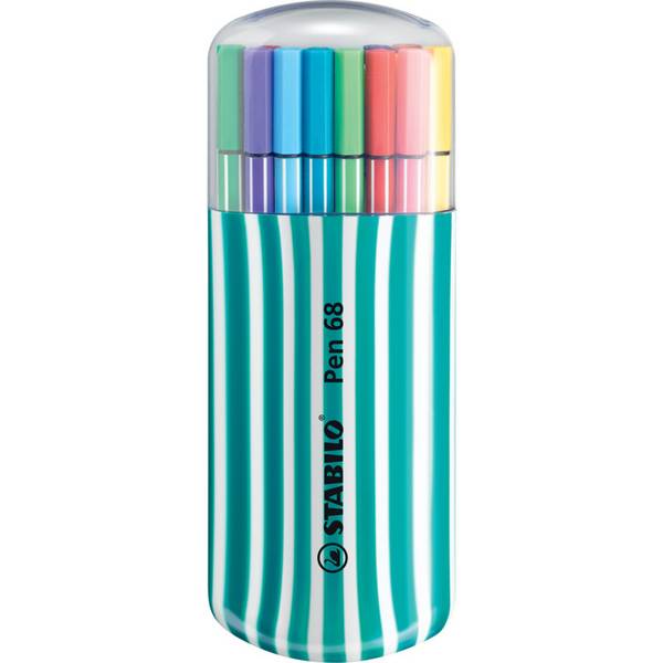 STABILO Pen 68 Zebrui - Filzstift - gemischte Farben - wasserbasierte Tinte - 1 mm - Mittel (Packung mit 20)