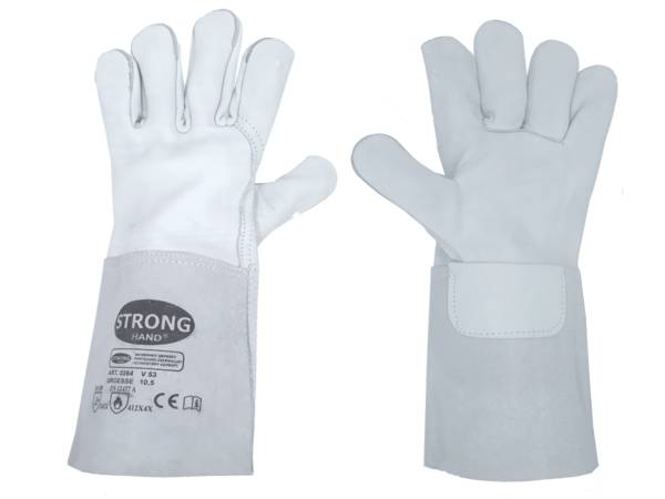 STRONGHAND® Schweißerhandschuhe XL VS 53 - Lange Leder-Schutzhandschuhe für Schweißer - EN 388/407/420