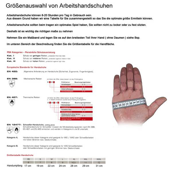 Stronghand Welder-Profi 4® Schweißerhandschuhe Größe XL / 10,5 Lange Robuste Hitzebeständige Echtleder-Schutzhandschuhe mit angenehmen Trageklima für Schweißer - EN 388/407/420