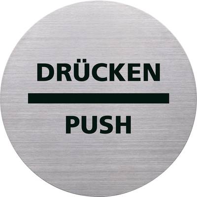 helit Piktogramm "the badge" DRÜCKEN/PUSH, rund, silber