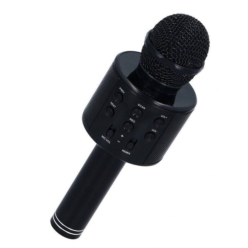 Bluetooth Karaoke Mikrofon USB Wireless Microphone Drahtlos Mic mit Lautsprecher Akku Batterie für Smartphone Schwarz-0