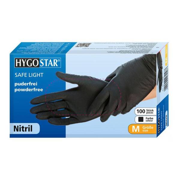 HYGOSTAR Nitril-Handschuh "DARK", L, schwarz, puderfrei