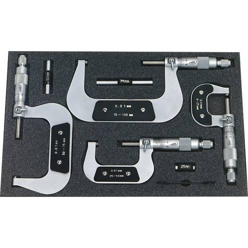 Thumbnail - HELIOS PREISSER 0800 513 Bügelmessschrauben-Set 0 - 100 mm Ablesung: 0.01 mm DIN 863-1