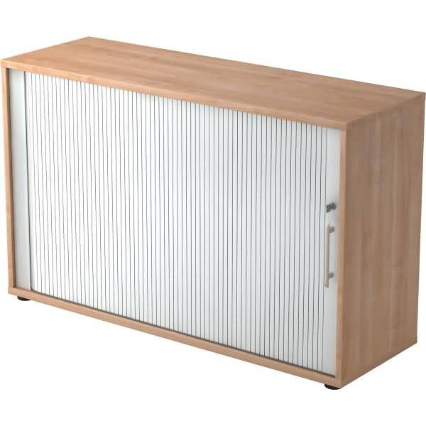 Rolladenschrank 2 OH BxTxH 120x40x74,8cm Griff RE Nussbaum/Silber