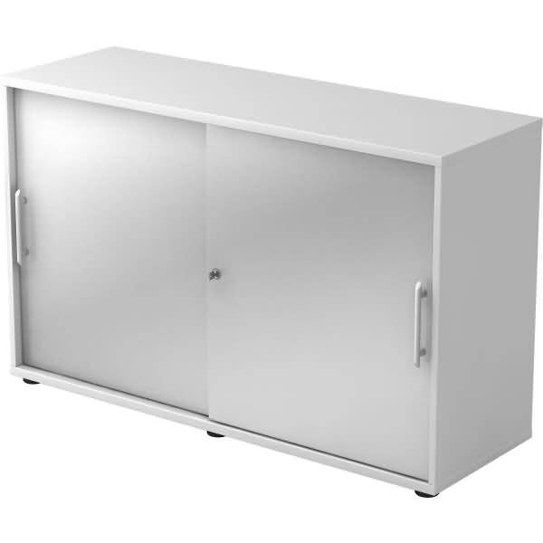 Schiebetürschrank Derie 9 2 OH BxTxH 120x40x74,8cm Griff RE Weiß/Silber-0
