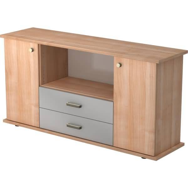 Sideboard SB 2OH 2 Schübe BxTxH 166,1x44,8x84cm Griff SG Nussbaum/Nussbaum-0