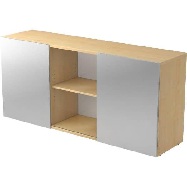Sideboard 2 OH BxTXH 160x42x74,8cm Schiebetüren Ahorn/Silber-0