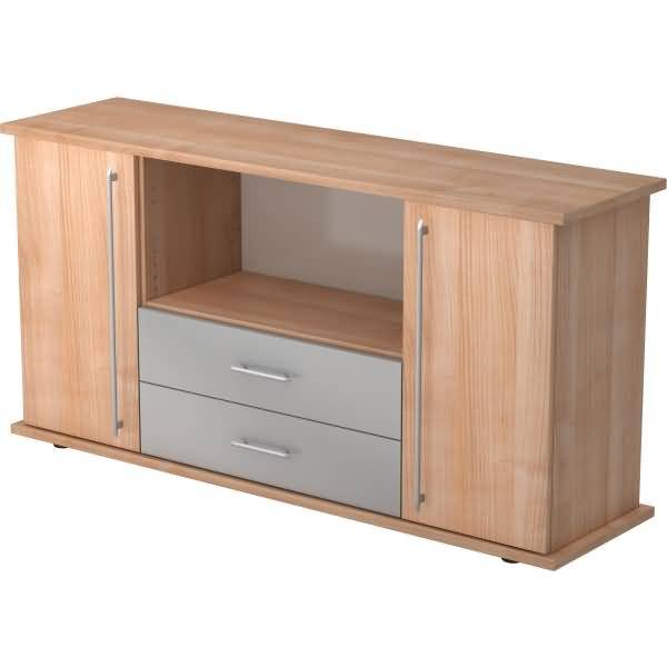Sideboard SB 2OH 2 Schübe BxTxH 166,1x44,8x84cm Griff RE Nussbaum/Nussbaum-0