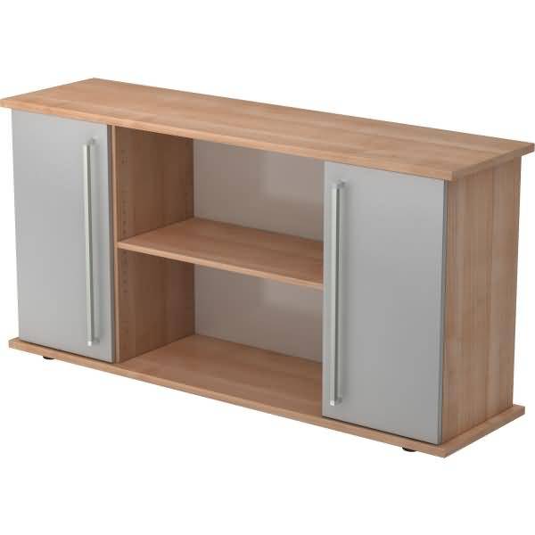 Sideboard SB 2OH 2 Türen BxTxH 166,1x44,8x84cm Griff CE Nussbaum/Silber-0