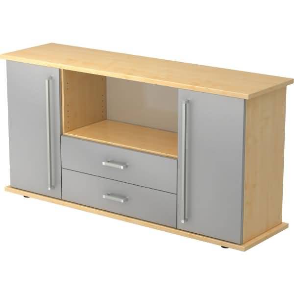 Sideboard SB 2OH 2 Schübe BxTxH 166,1x44,8x84cm Griff CE Ahorn/Silber-0
