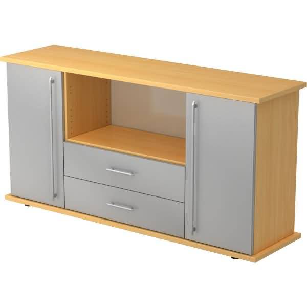 Sideboard SB 2OH 2 Schübe BxTxH 166,1x44,8x84cm Griff RE Buche/Silber-0
