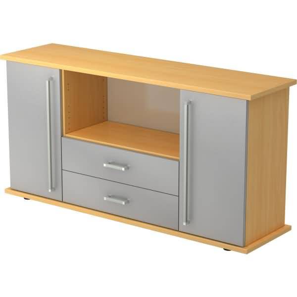 Sideboard SB 2OH 2 Schübe BxTxH 166,1x44,8x84cm Griff CE Buche/Silber-0