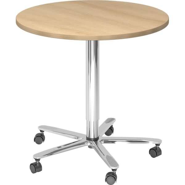 Säulenhubtisch 80cm rund Eiche/Chrom-0