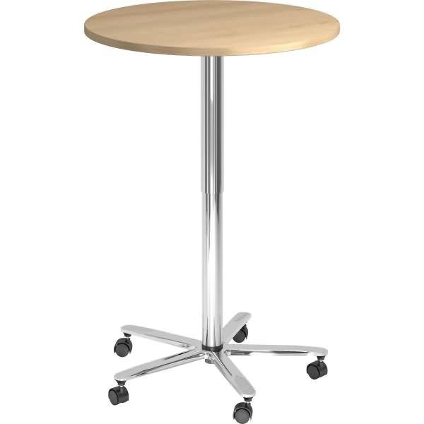 Säulenhubtisch 80cm rund Eiche/Chrom-1