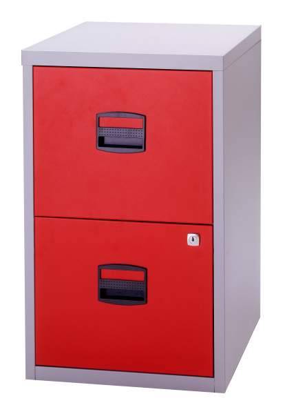 Hängeregistraturschrank 2 Schübe 1-bahnig lichtgrau/kardinalrot-2