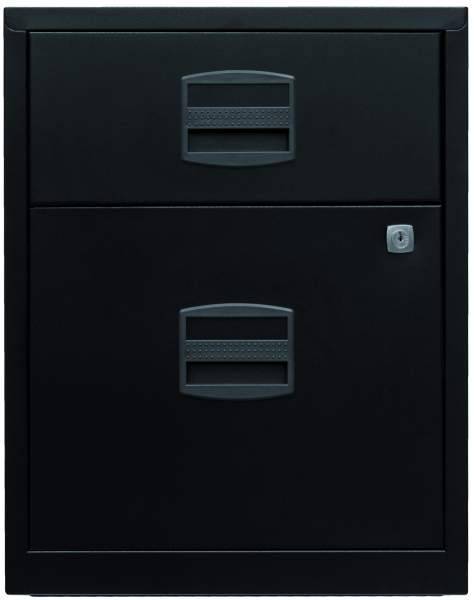 mobiler Beistellschrank PFA, 1 Universalschublade, 1 HR-Schublade, Farbe schwarz-0