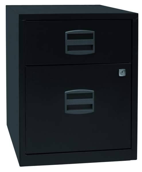 mobiler Beistellschrank PFA, 1 Universalschublade, 1 HR-Schublade, Farbe schwarz-1