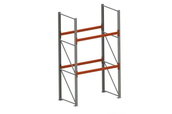 Palettenregal,Grundfeld,HxBxT 2700x1825x1100mm,Fachl. 2240kg,2xTraversen,6 Stellplätze,Einlagerung längs