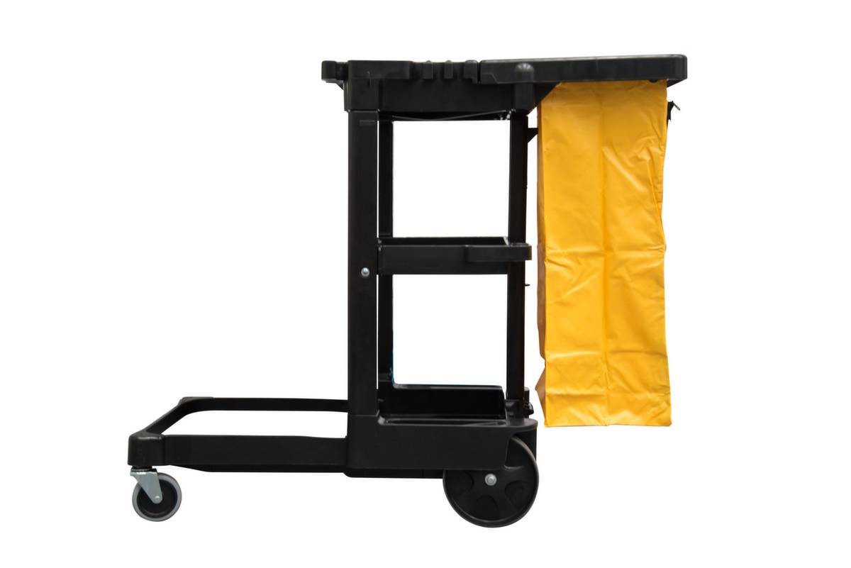 Reinigungswagen,Abfallsack,3xAblageboden,HxBxT 975x552x1168mm,schwarz,2 Lenk-/2 Bockrollen-2