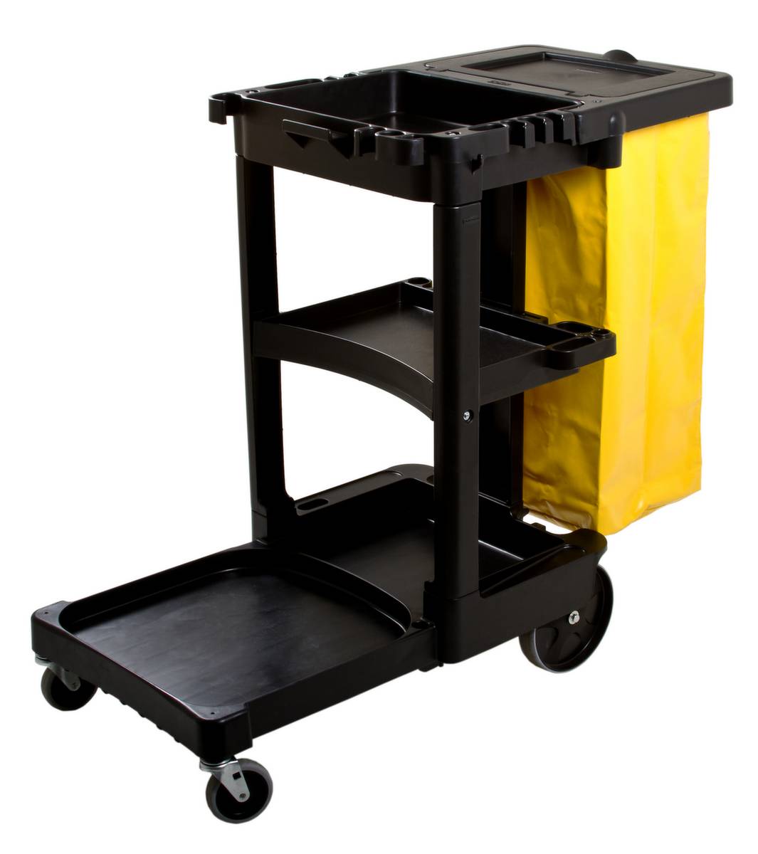 Reinigungswagen,Abfallsack,3xAblageboden,HxBxT 975x552x1168mm,schwarz,2 Lenk-/2 Bockrollen-3