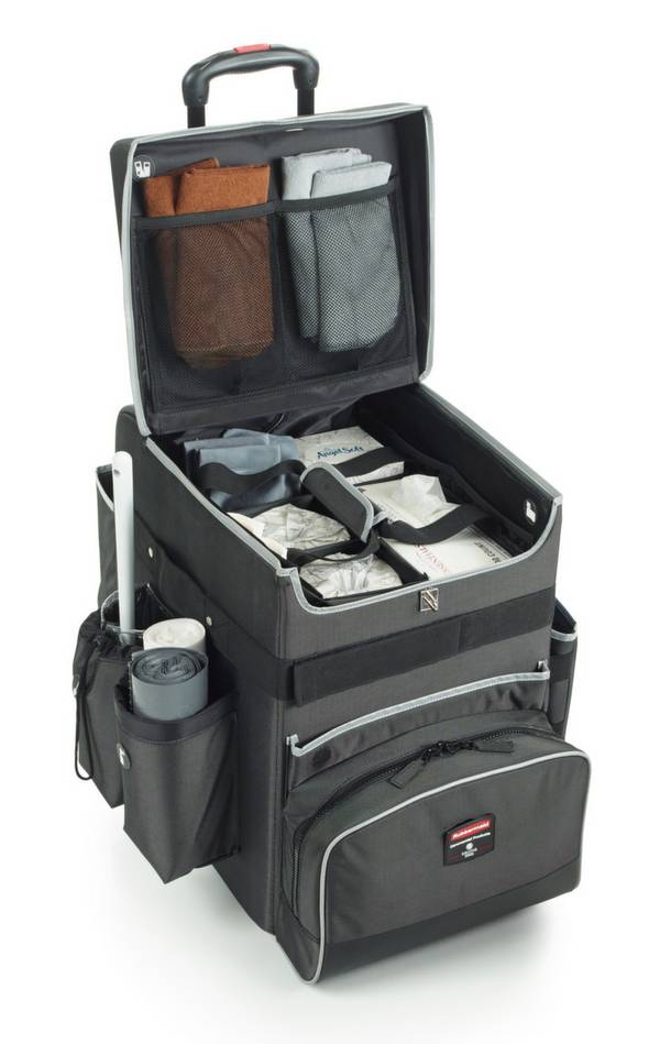 Reinigungstrolley,abnehm-/tragbarer Caddy,Fächer,Trennwände,HxBxT 533x363x419mm,2 Rollen