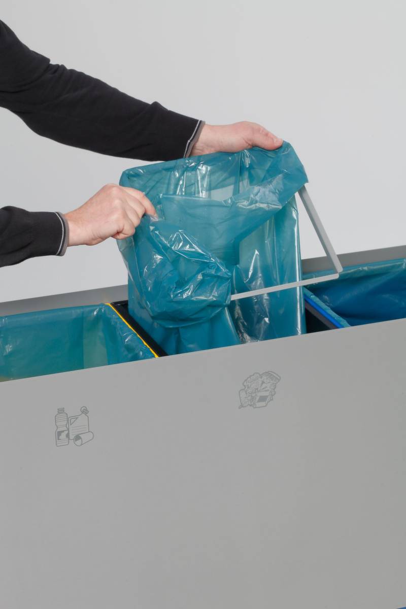 Wertstoffsammelstation,3x89l,HxBxT 933x1027x330mm,3 Öffnung(en),Innenbeh. Stahl,Korpus Stahl antiksilber-2