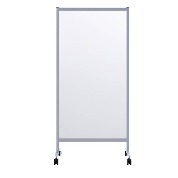 Hygieneschutzwand,Einzelfeld,PMMA,Gestell Alu/Stahl silber,HxBxT 1800x855x390mm