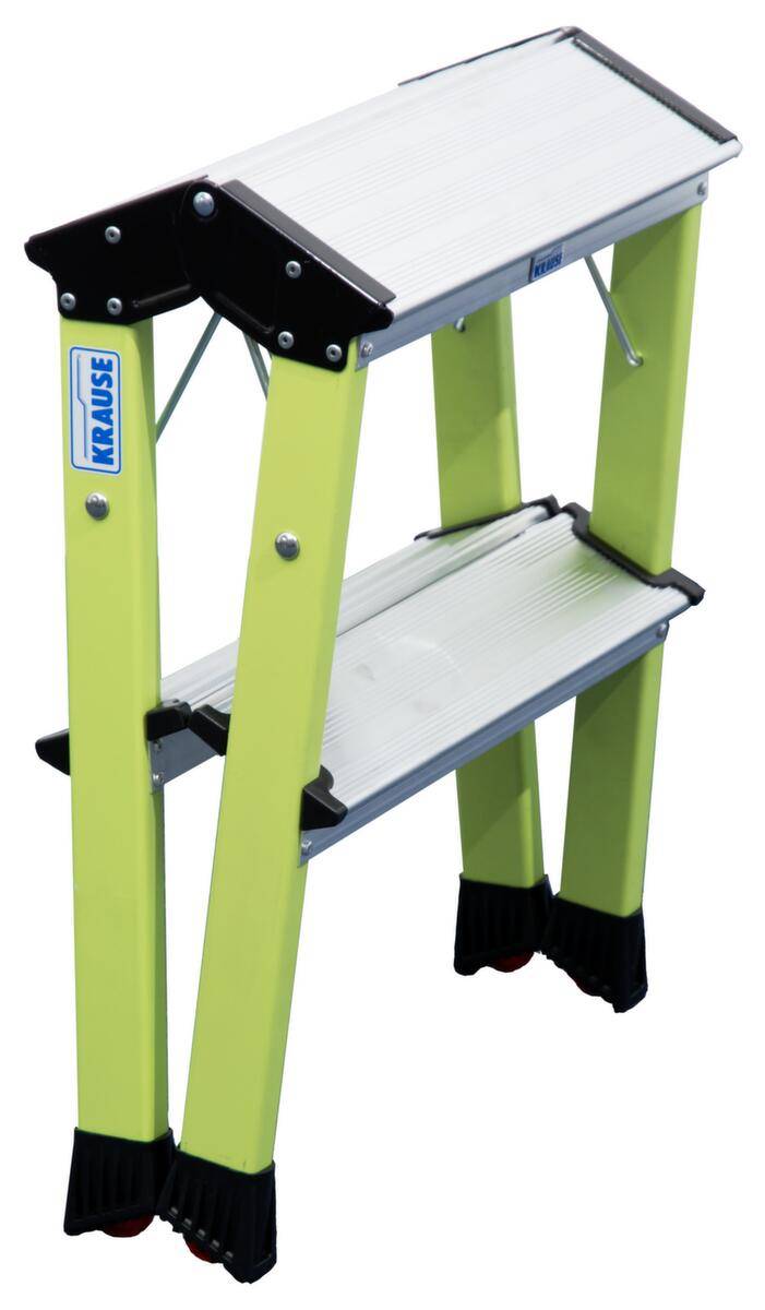 Roll-Klapptritt,Alu,grün,Podest HxT 0,45x200m,2x2 Stufen,4 Federrollen-1