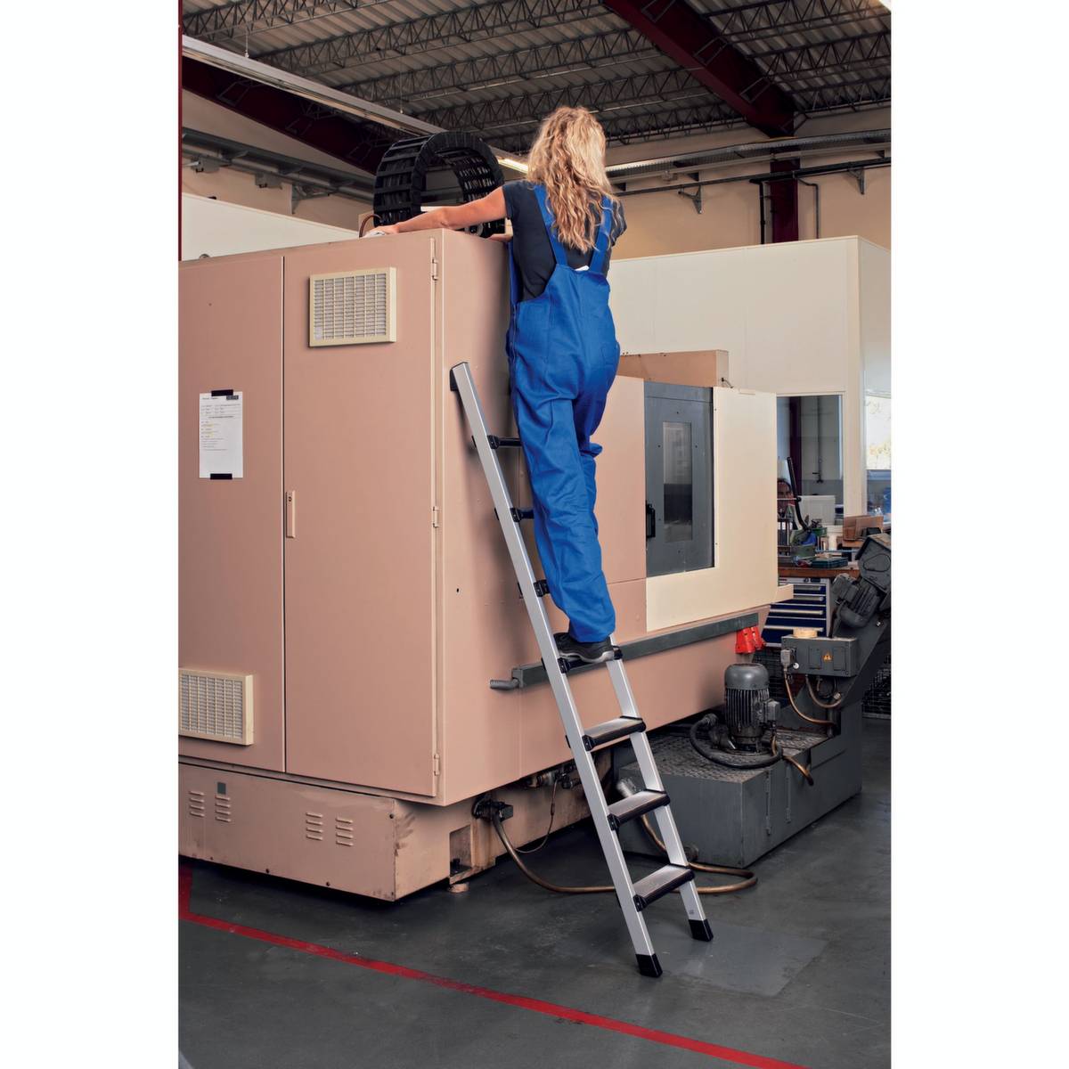 Anlegeleiter,einseitig,7 Stufen,Holm L 2,14m,eloxiert-4