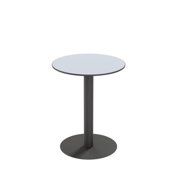 Outdoortisch,HxØ 750x600mm,rund,Tellerfuß mattschwarz,Platte HPL grau
