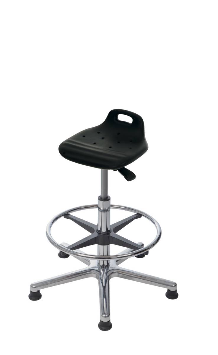 Stehhilfe,PU-Schaum-Sitz schwarz,Sitz H 530-780mm,Fußring,Gestell Alu-1