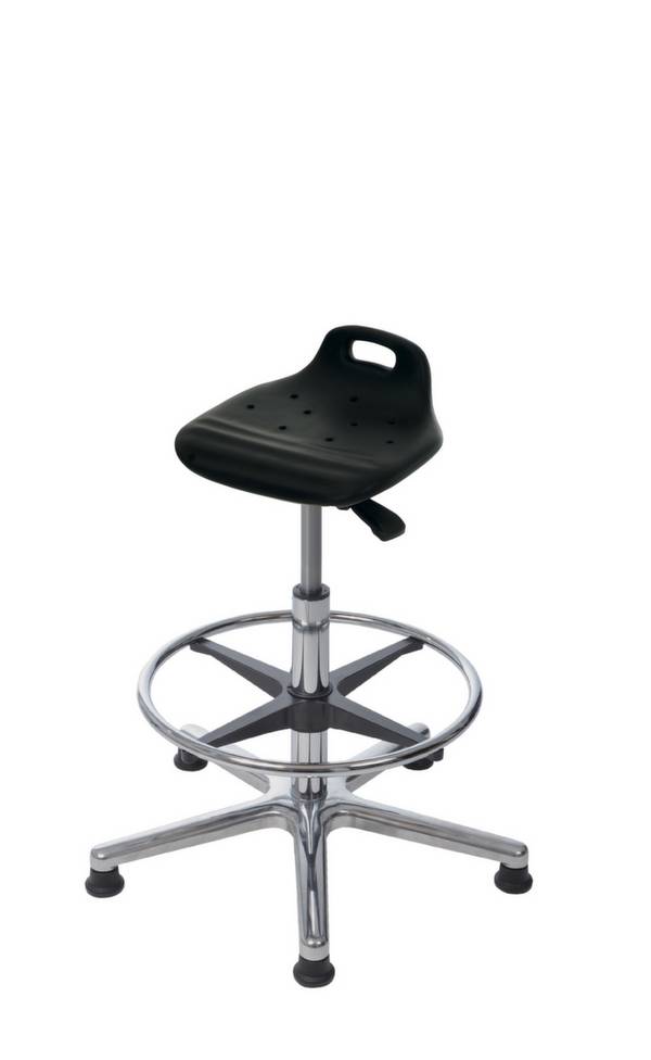Stehhilfe,PU-Schaum-Sitz schwarz,Sitz H 530-780mm,Fußring,Gestell Alu