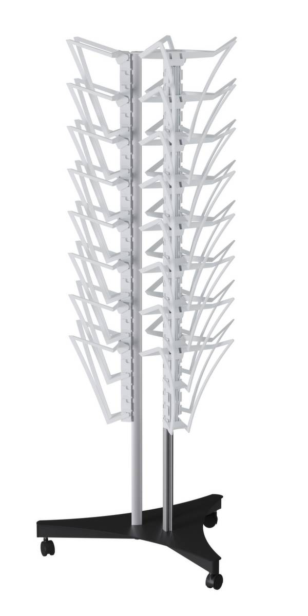 Mobile Prospektdrehsäule,HxBxT 1540x640x640mm,f. DIN A4,Ablage(n) Polyamid,Gestell silber/schwarz-1