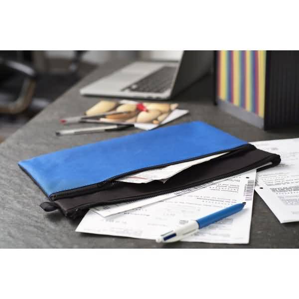 Reißverschlusstasche Velobag Combi A4 Stoff schwarz/blau-1