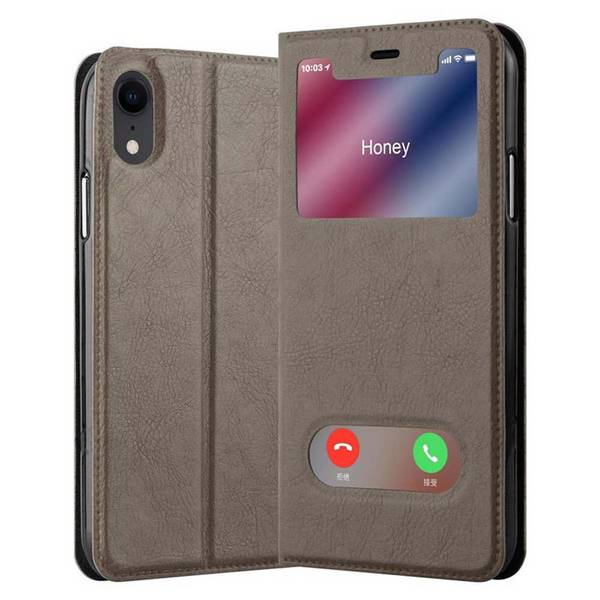 Cadorabo Schutzhülle für Apple iPhone XR Hülle in Braun Handyhülle Book Case Cover Etui