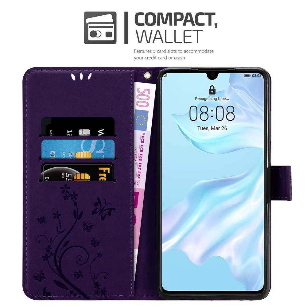 Cadorabo Hülle für Huawei P30 Schutz Hülle in Lila Schutzhülle Handy Hülle Etui Case Blumen Flower-2