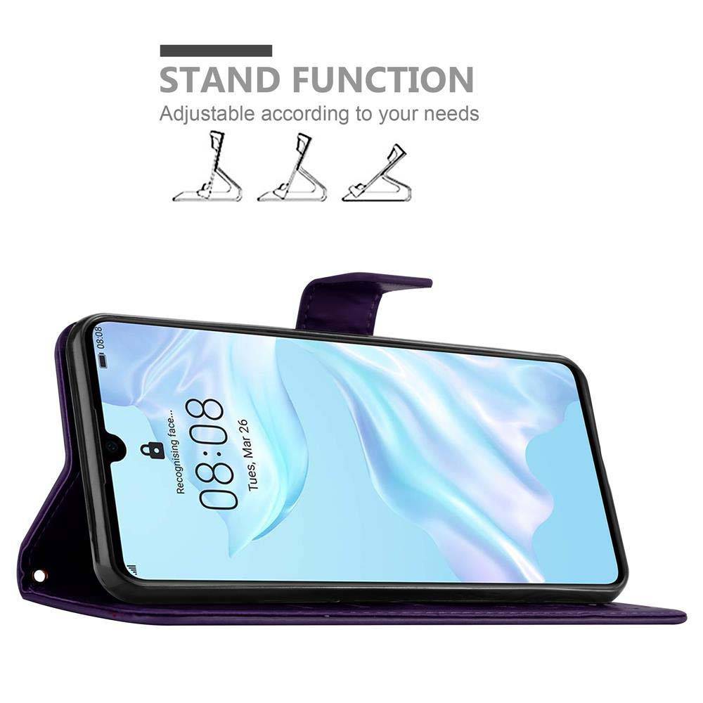 Cadorabo Hülle für Huawei P30 Schutz Hülle in Lila Schutzhülle Handy Hülle Etui Case Blumen Flower-3