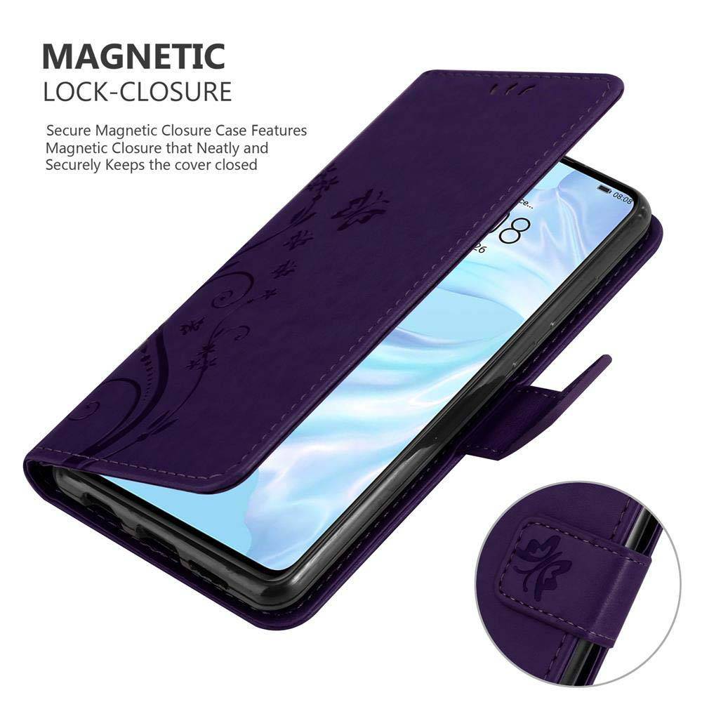 Cadorabo Hülle für Huawei P30 Schutz Hülle in Lila Schutzhülle Handy Hülle Etui Case Blumen Flower-4