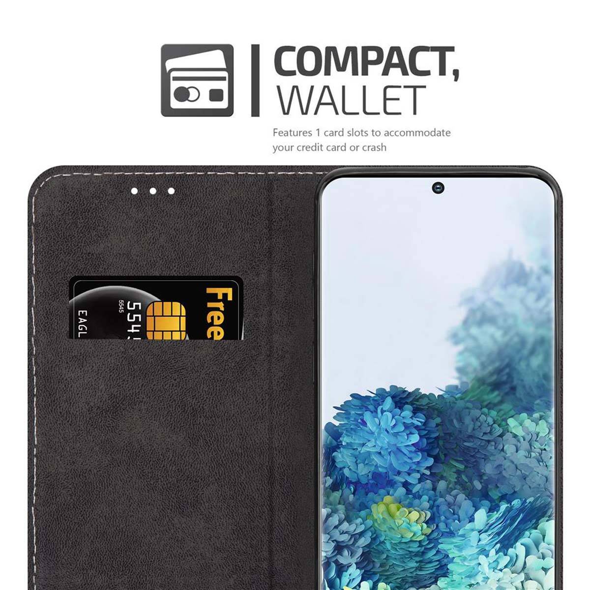 Cadorabo Hülle für Samsung Galaxy S20 Schutzhülle in Schwarz SHandyhülle Book Case Etui Kunstleder-2