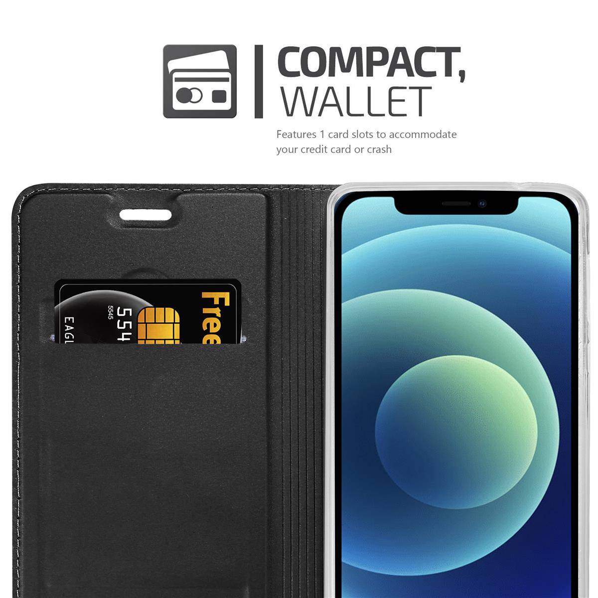 Cadorabo Handyhülle für Apple iPhone 12 MINI Schutz Hülle in Schwarz Cover Etui Book Case Booklet-2