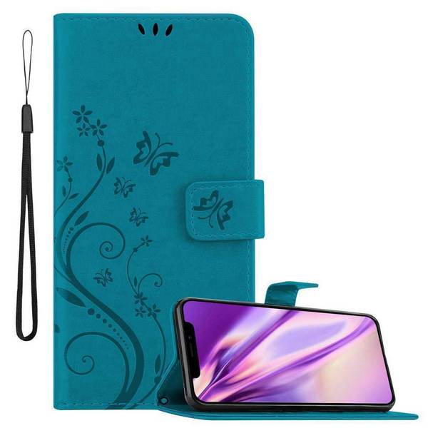 Cadorabo Hülle für Apple iPhone XR Schutz Hülle in Blau Schutzhülle Handy Hülle Etui Case Blumen Flower