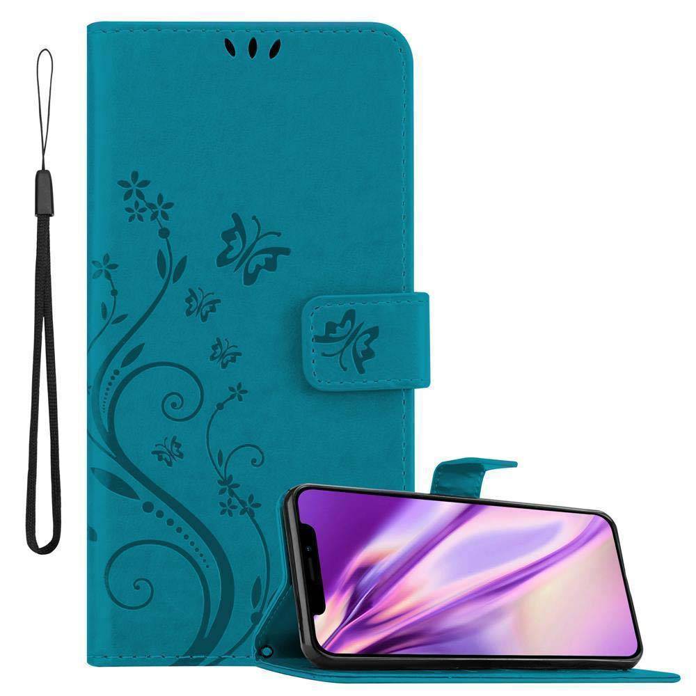 Cadorabo Hülle für Apple iPhone XR Schutz Hülle in Blau Schutzhülle Handy Hülle Etui Case Blumen Flower-0